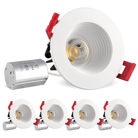 Luxrite 2 Inch LED Recessed Downlights 8W 600LM 5000K Bright White Dimmable 4-Pack LR23274-4PK